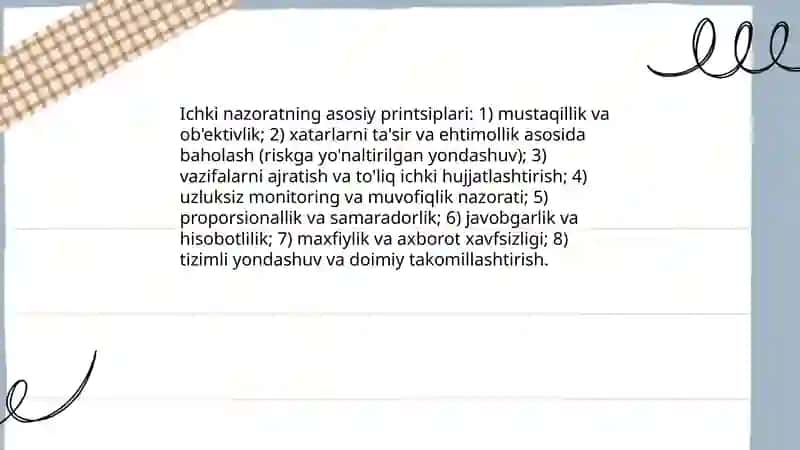 Ichki bank nazorati, uning turlari va ahamiyati 4