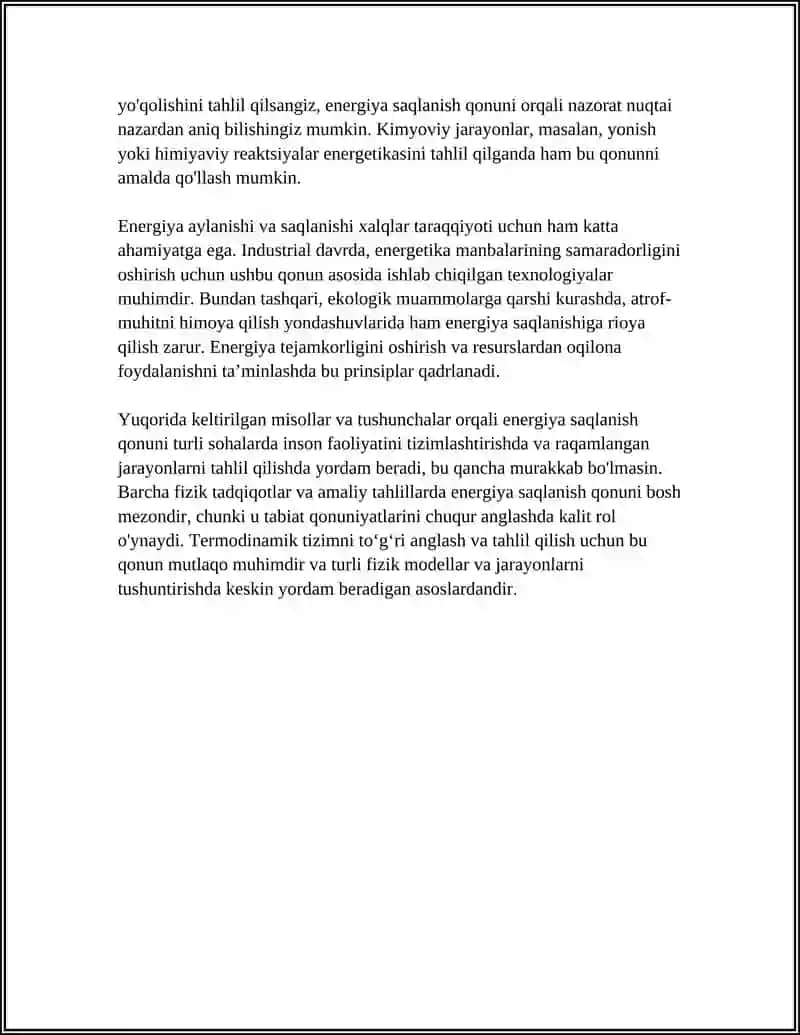ENERGIYANING AYLANISH VA SAQLANISH QONUNI 4