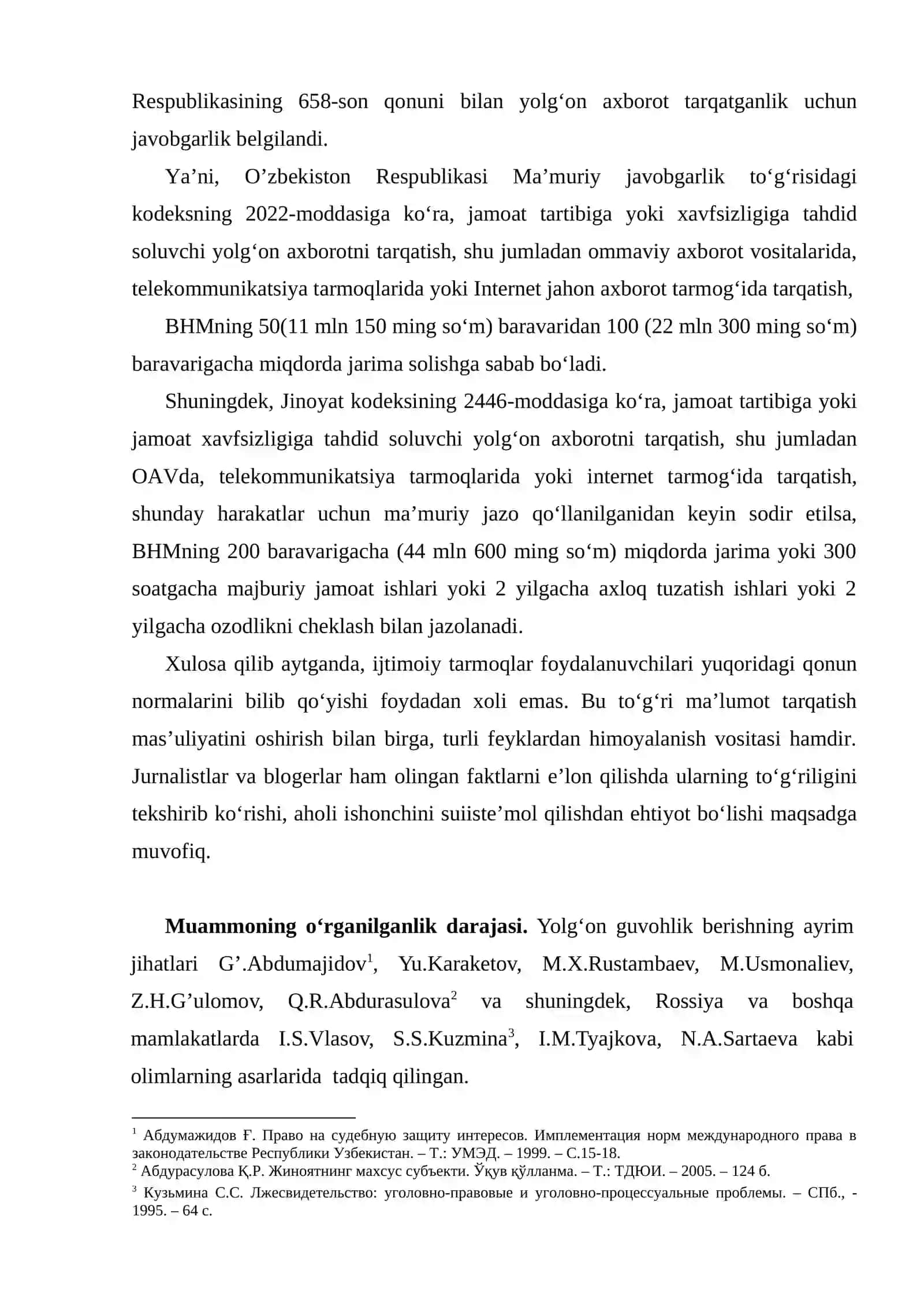 YOLG’ON XABAR BERISHNING JINOIY-HUQUQIY XUSUSIYATLARI 4