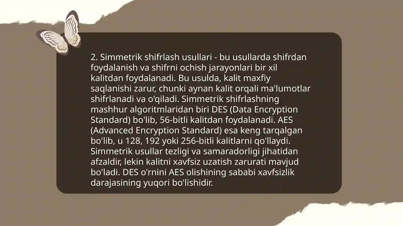 Kriptografiya asosiy tushunchalari hamda axborotlarni kriptografik himoyalash usullari haqida 4