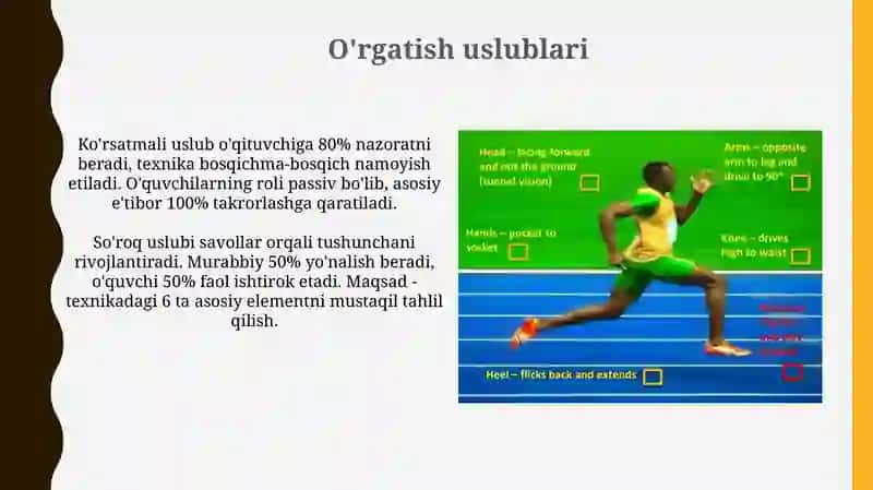 Yengil atletika turlari texnikasini oʻrgatish 4
