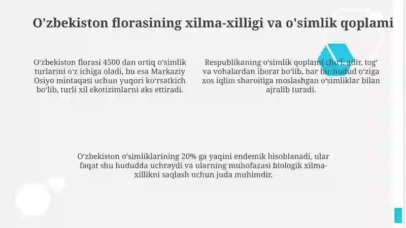 Oʻsimliklarning asosiy boʻlimlari va Oʻzbekistonning oʻsimlik qoplami 4