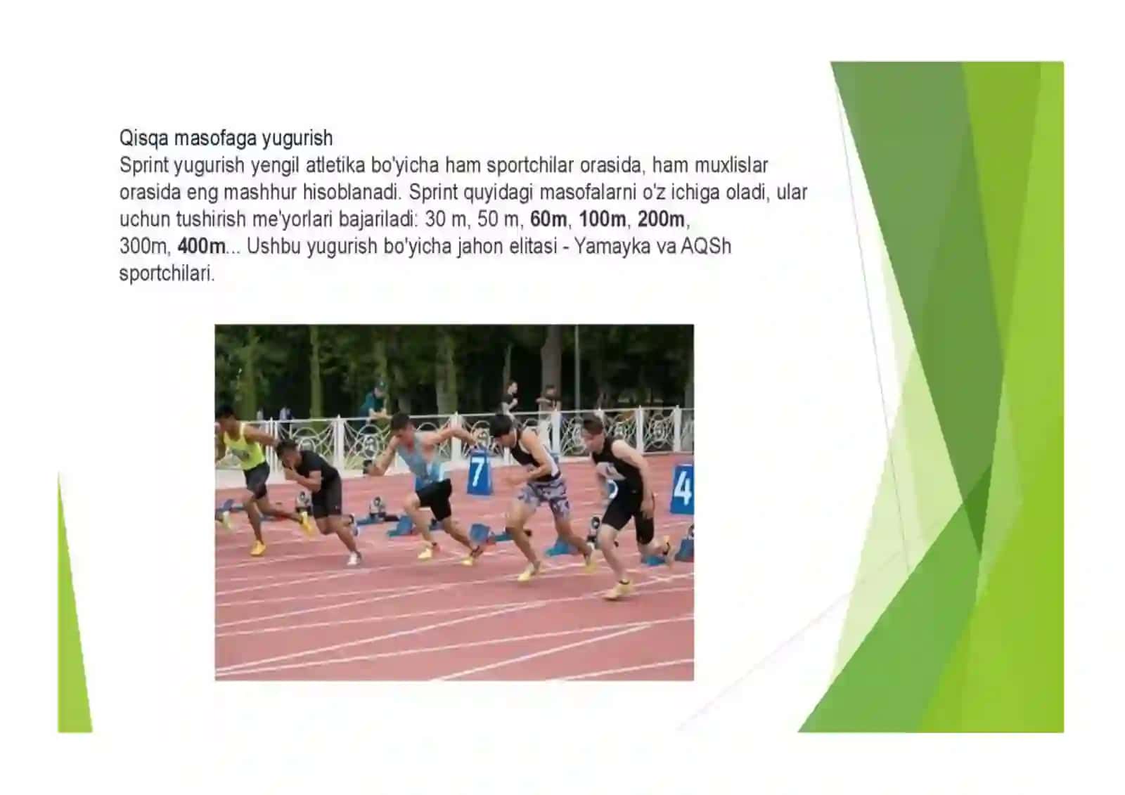 9-sinf Jismoniy tarbiya fanidan Past startdan chiqib 60 metrga yugurish ochiq dars ishlanma 4