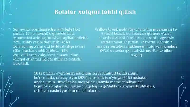 Oakwood va Willow Creek Ta'lim Markazlarida Bolalarni Kuzatish 4