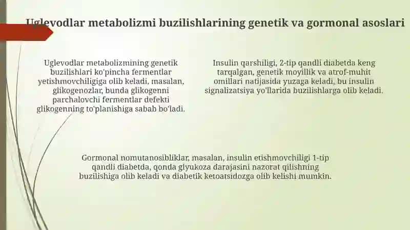 Uglevodlar metabolizmining asosiy yo'llari va tartibga solinishi 4