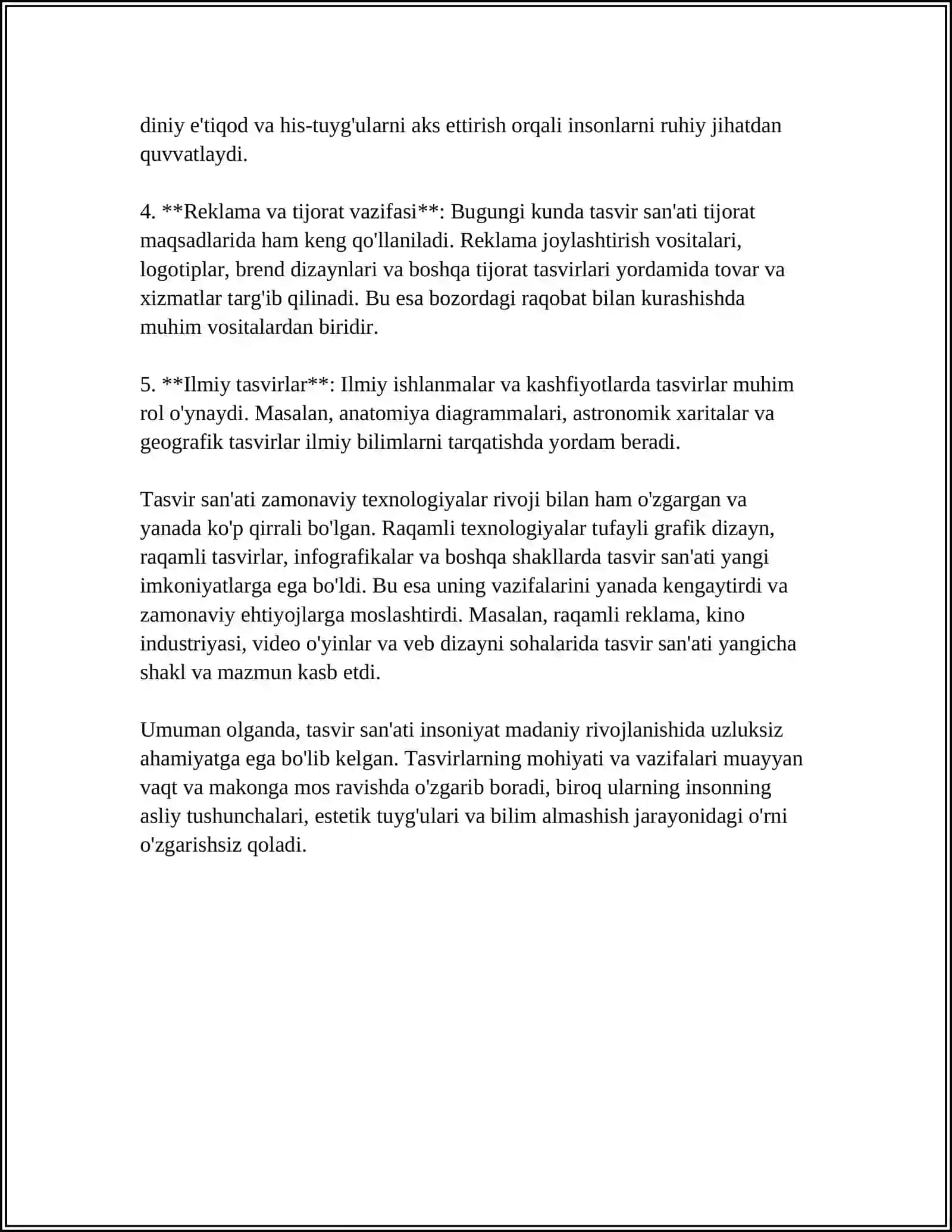 MATN TIPLARI: TASVIR, HIKOYA, MULOHAZA (MUTAXASSISLIKKA OID MATNLAR MISOLIDA) 4