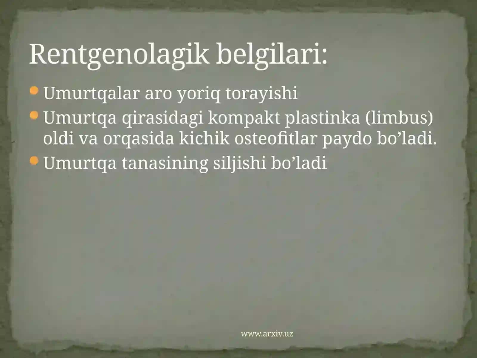 Umurtqapag’onasiningdegenerativkasalliklari bu 4