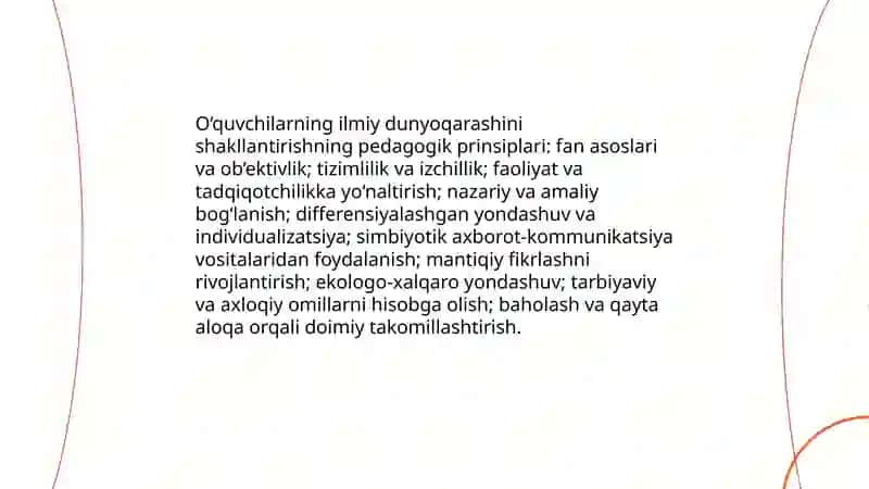 Biologiyani o‘qitishda o‘quvchilarning ilmiy dunyoqarashini shakllan- tirish metodikasi 4