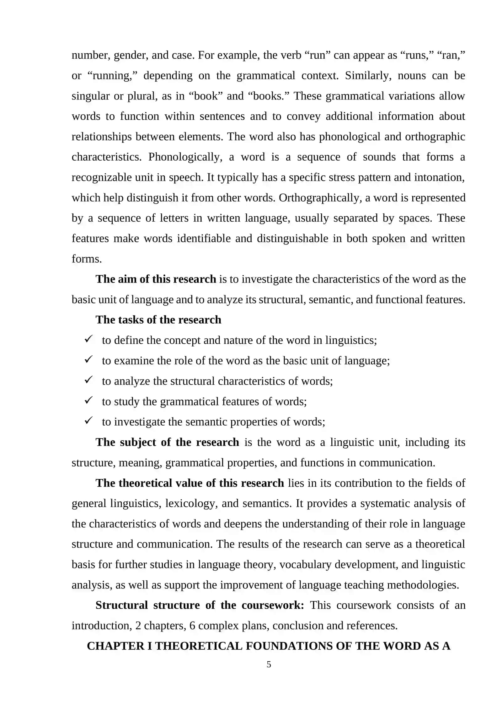 Characteristics of the Word as the Basic Unit of Language 4
