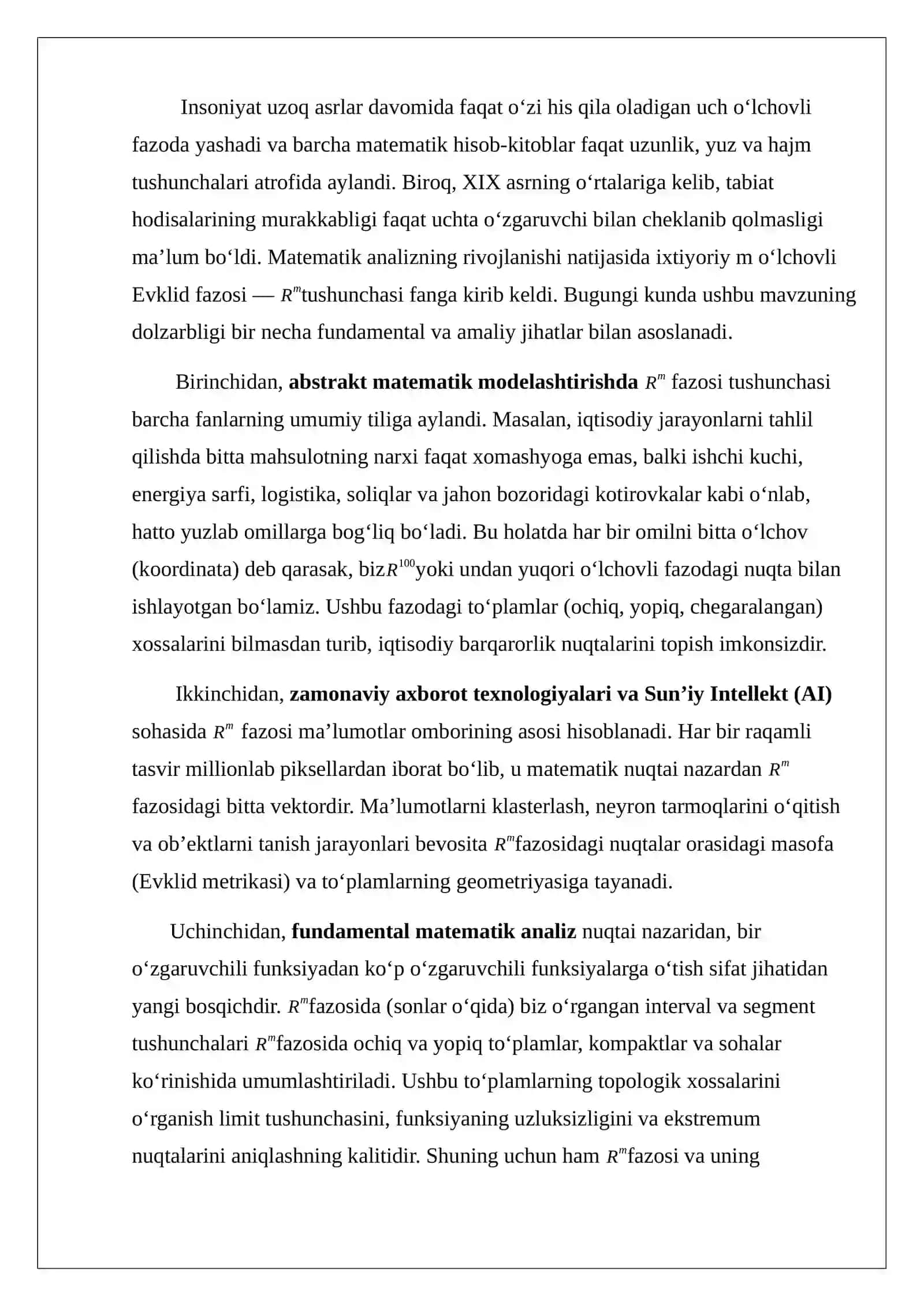 <latex>Rm</latex> fazosi va uning to‘plamlari 4