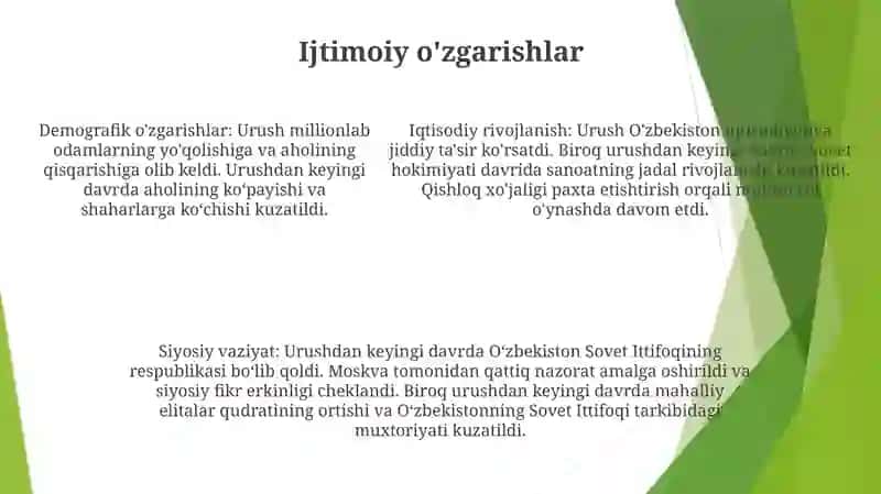 O'Zbekistonning 2 Jahon Urushidan Keyingi Siyosiy Iqtisodiy Ahvoli 4