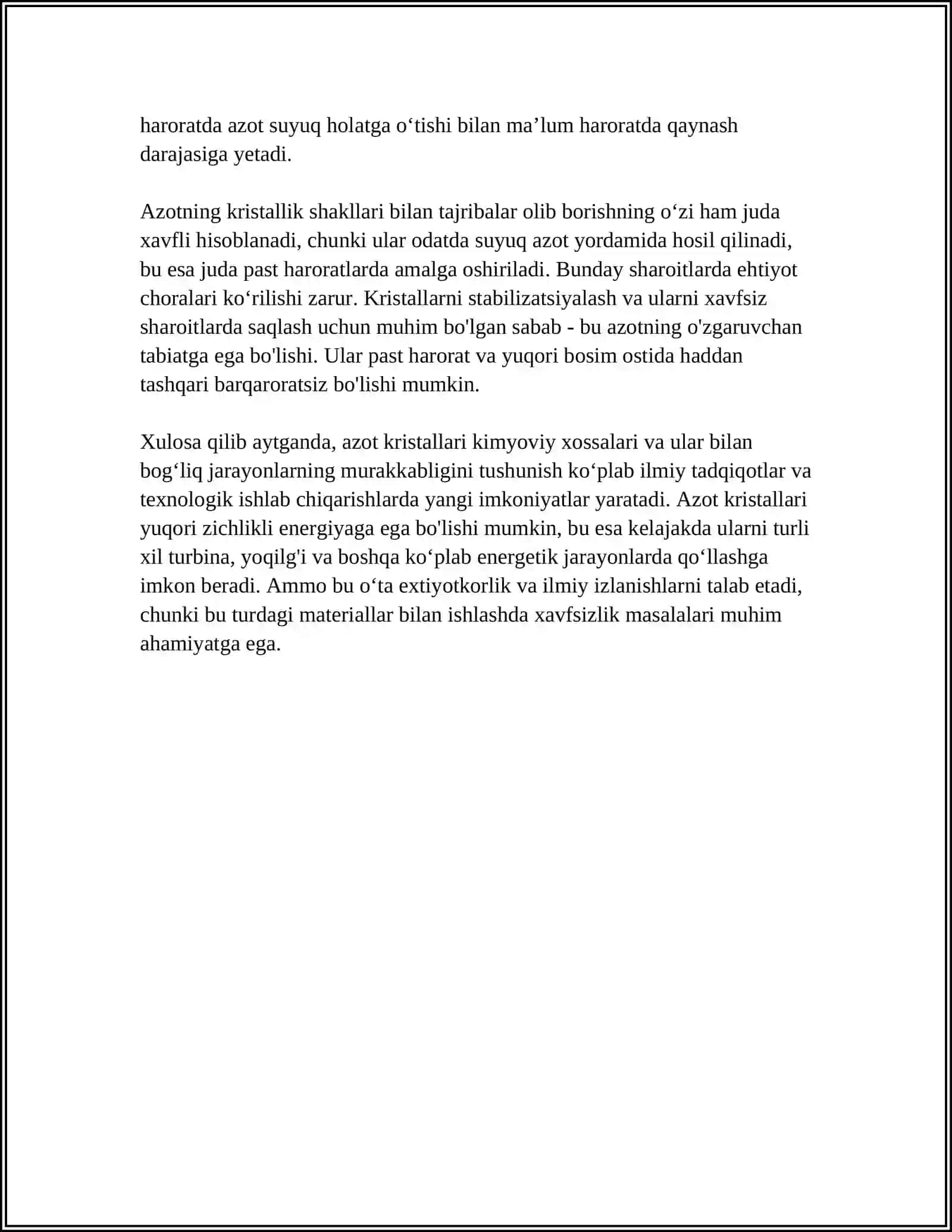 NITRATLAR, GIDRAZIN, GIDROKSIL AMIN, AZIT KRISTAL HOSSALARI 4