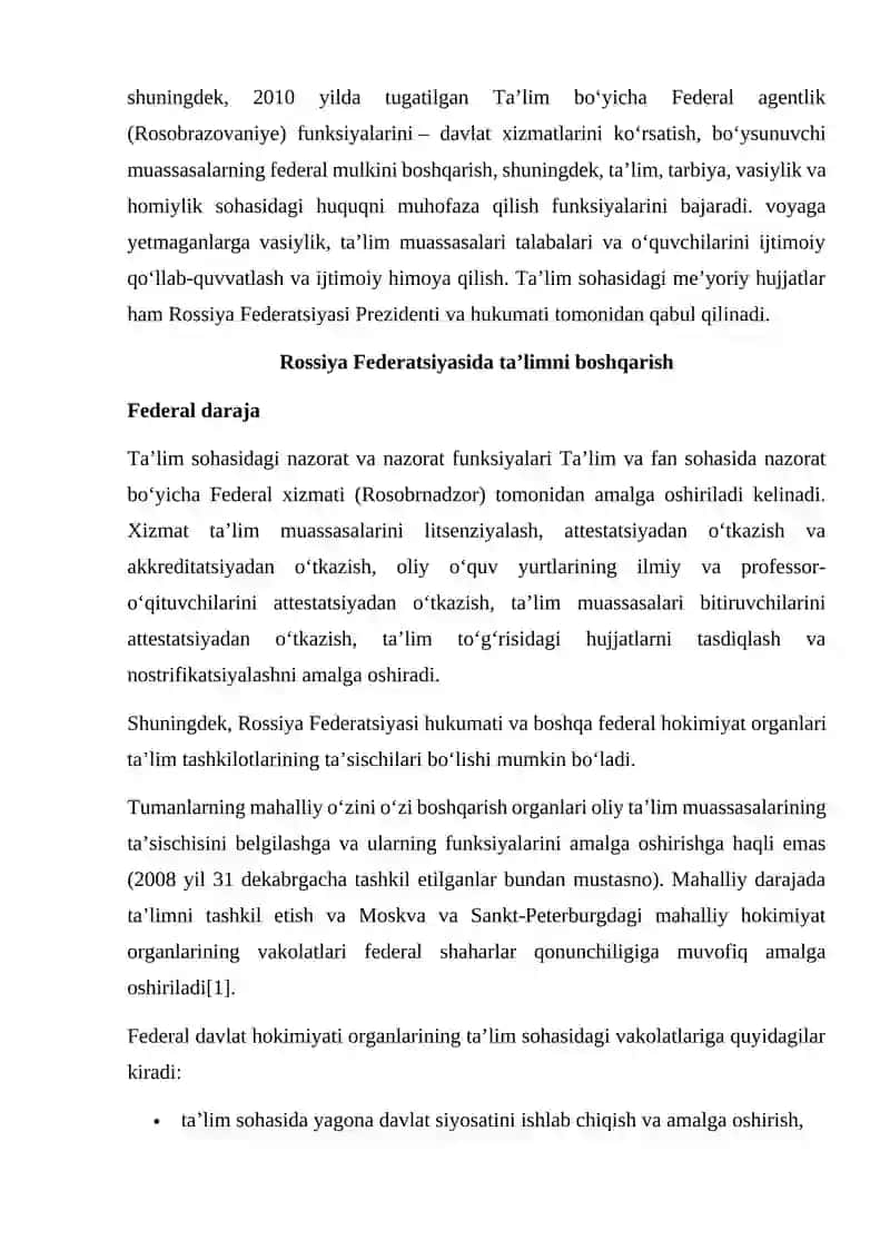 Rossiya Federatsiyasining oliy ta’lim muassasalari tendensiyalarini elektron resurs materiallari asosida o’rganish 4