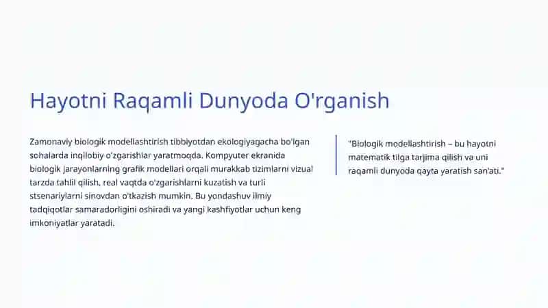 Biologik Modellashtirish: Hayot Tizimlarini Raqamli Tasvirlash San'ati 4