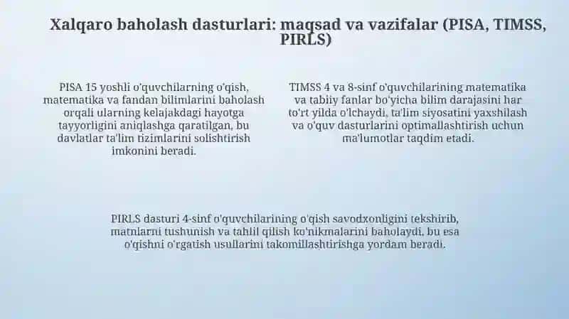 Ta'lim diagnostikasi va xalqaro baholash dasturlari 4