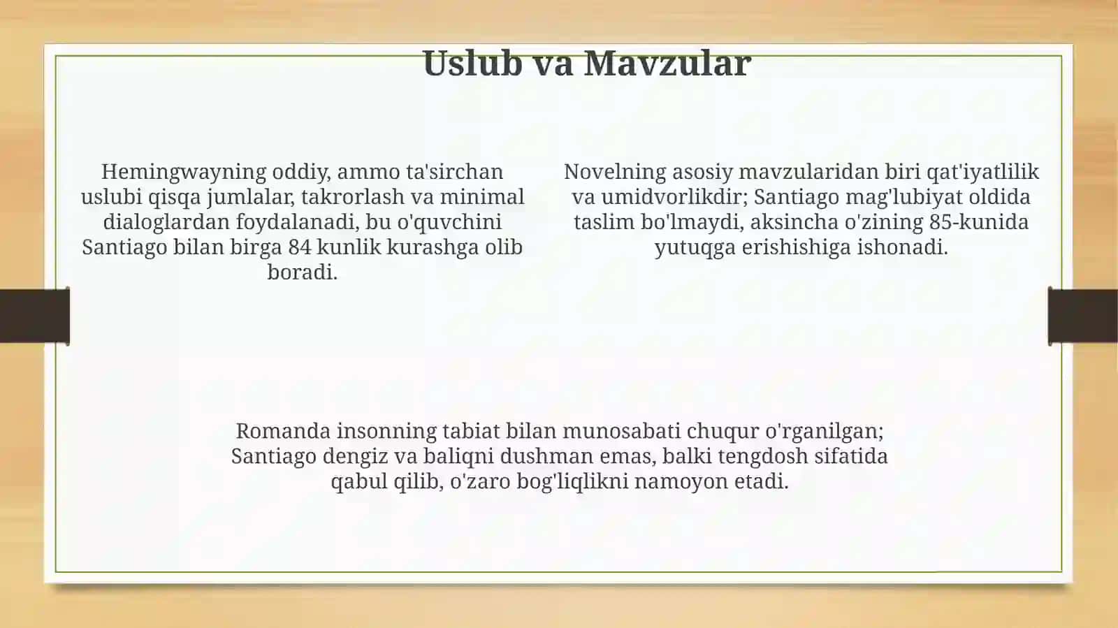 Ernest Hemingueyning,, Cholvadengizʼʼromani 4
