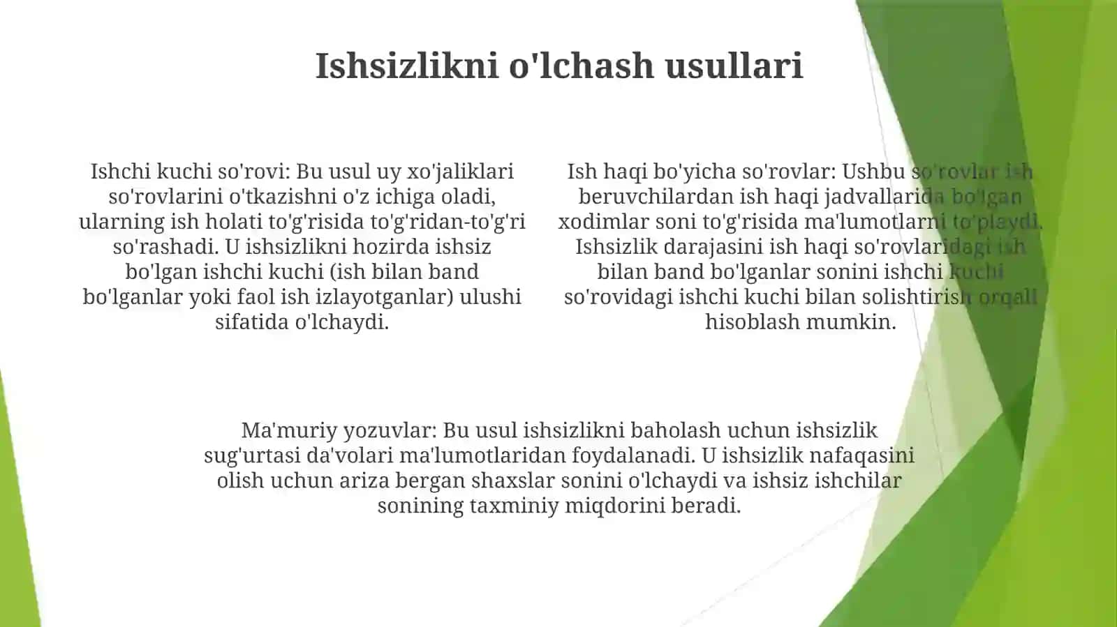 Ishsizlik Darajasining OʻLchanishi 4