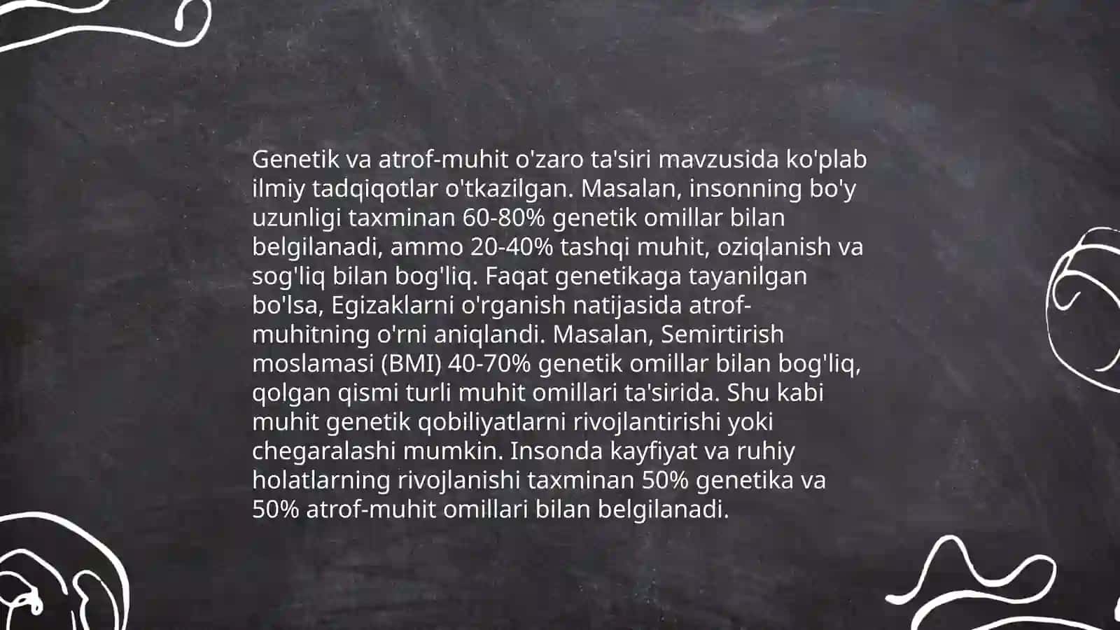 Organizm rivojlanishiga irsiyat va muhitning ta’siri 4