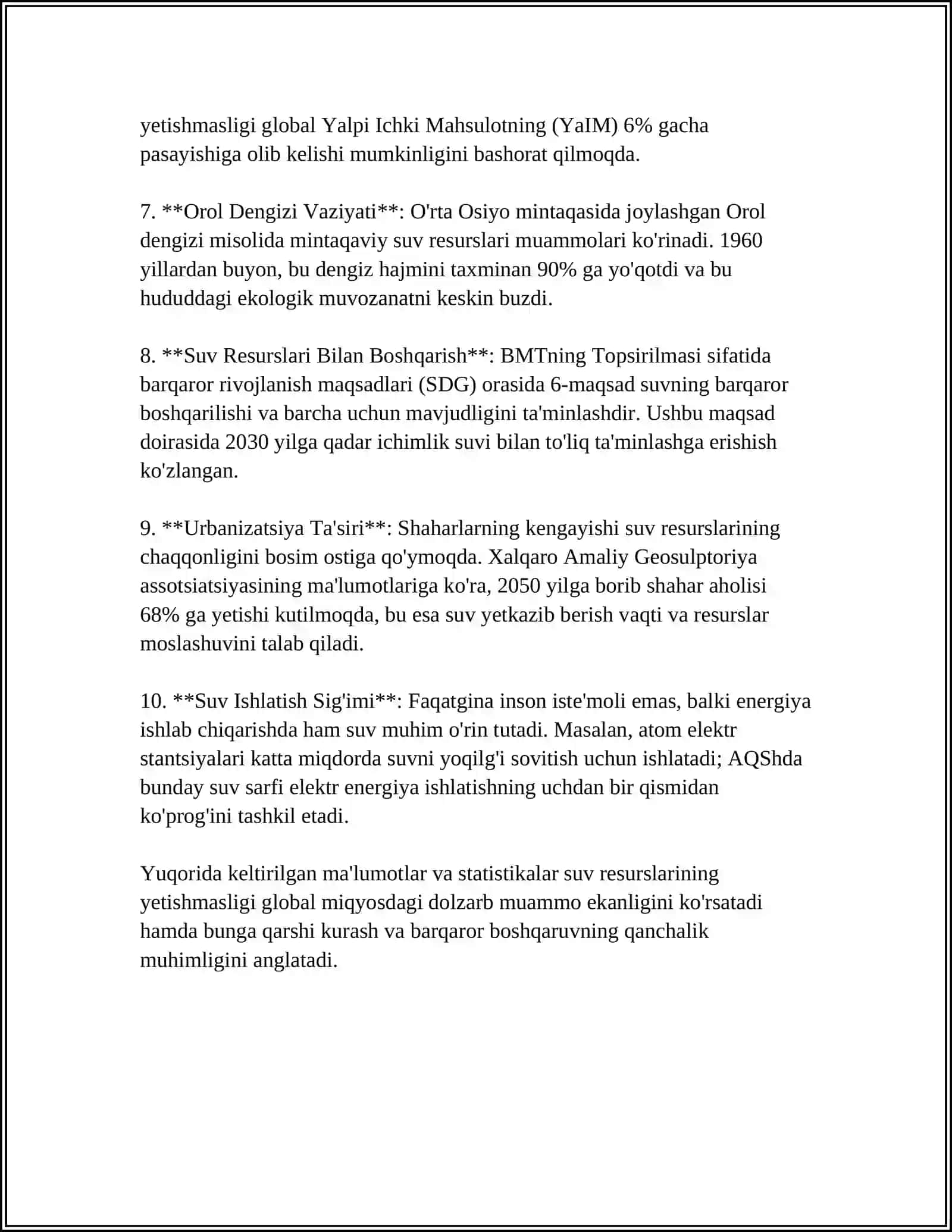 JAHON MIQIYOSIDA OZIQ OVQATLARNING YETISHTIRISHNING MUHIM MUAMMOLARI 4