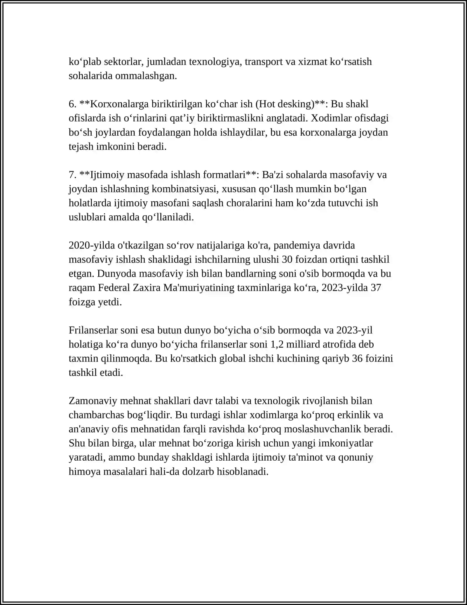 MEHNAT FAOLIYATINING ZAMONAVIY SHAKLINI FIZOLOGIK-GIGIENIK OʻZIGA XOSLIGI 4