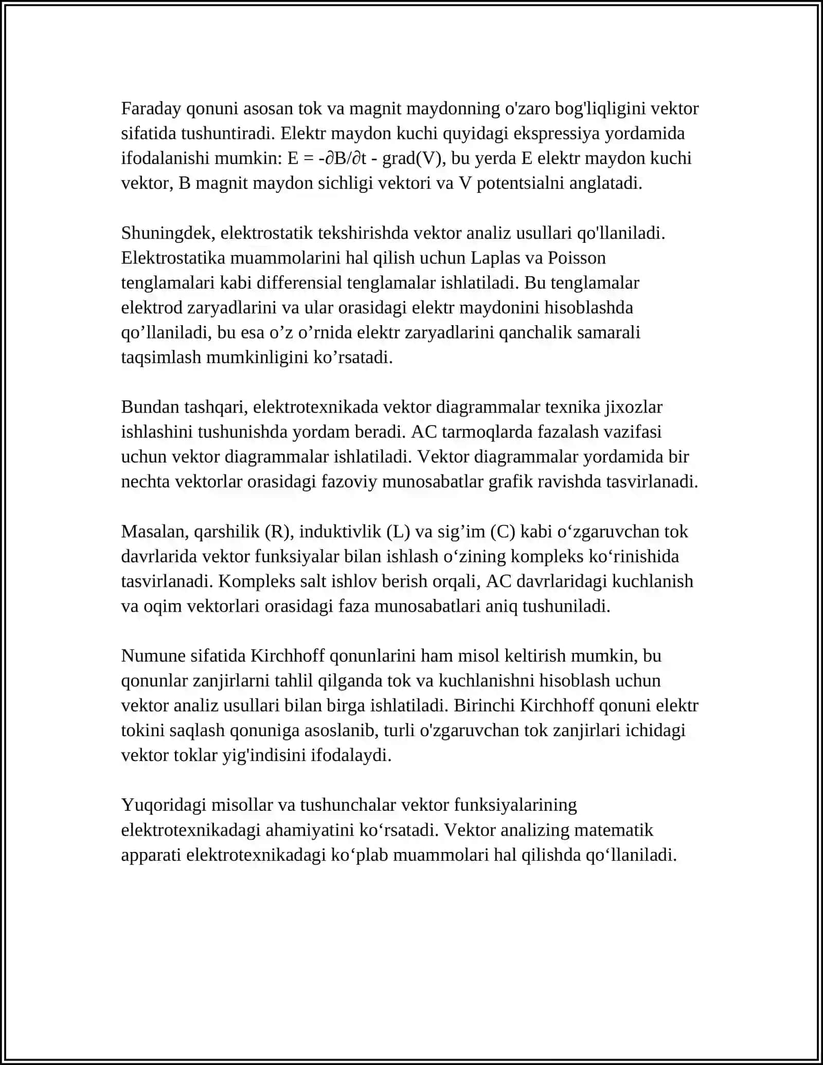 VEKTOR FUNKSIYALARNING INJENERLIK SOHASIDAGI TATBIQLARI 4
