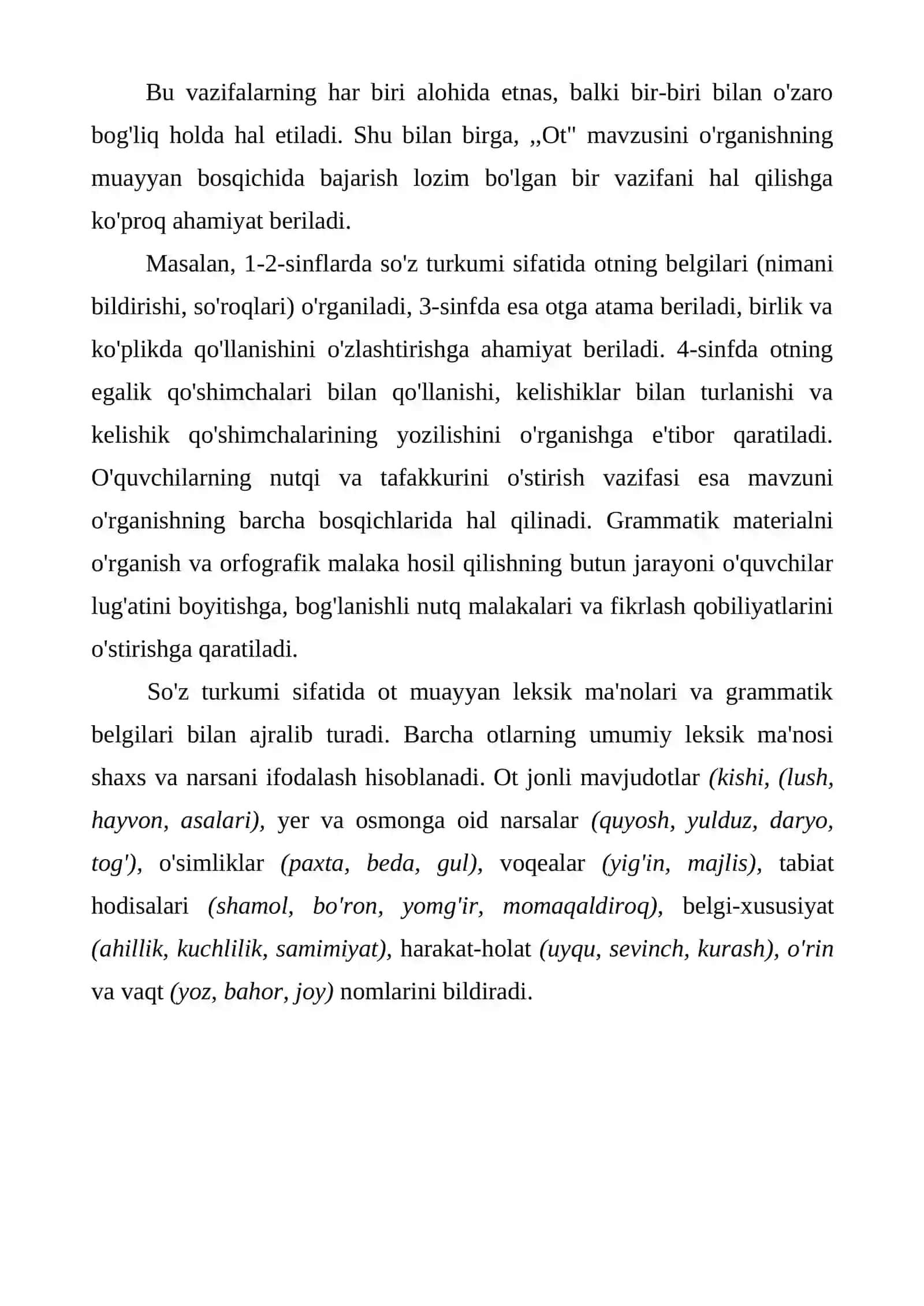 Boshlang'ich sinf ona tili darslarida ot so'z turkumini o'rgatish 4