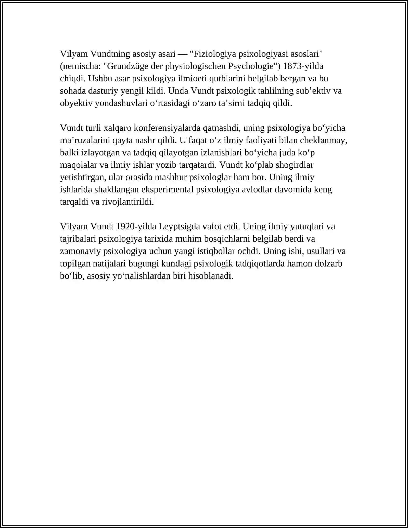 V.VUNDT TOMONIDAN ONGNING TASNIFLANISHI HAQIDA TAQDIMOT 4