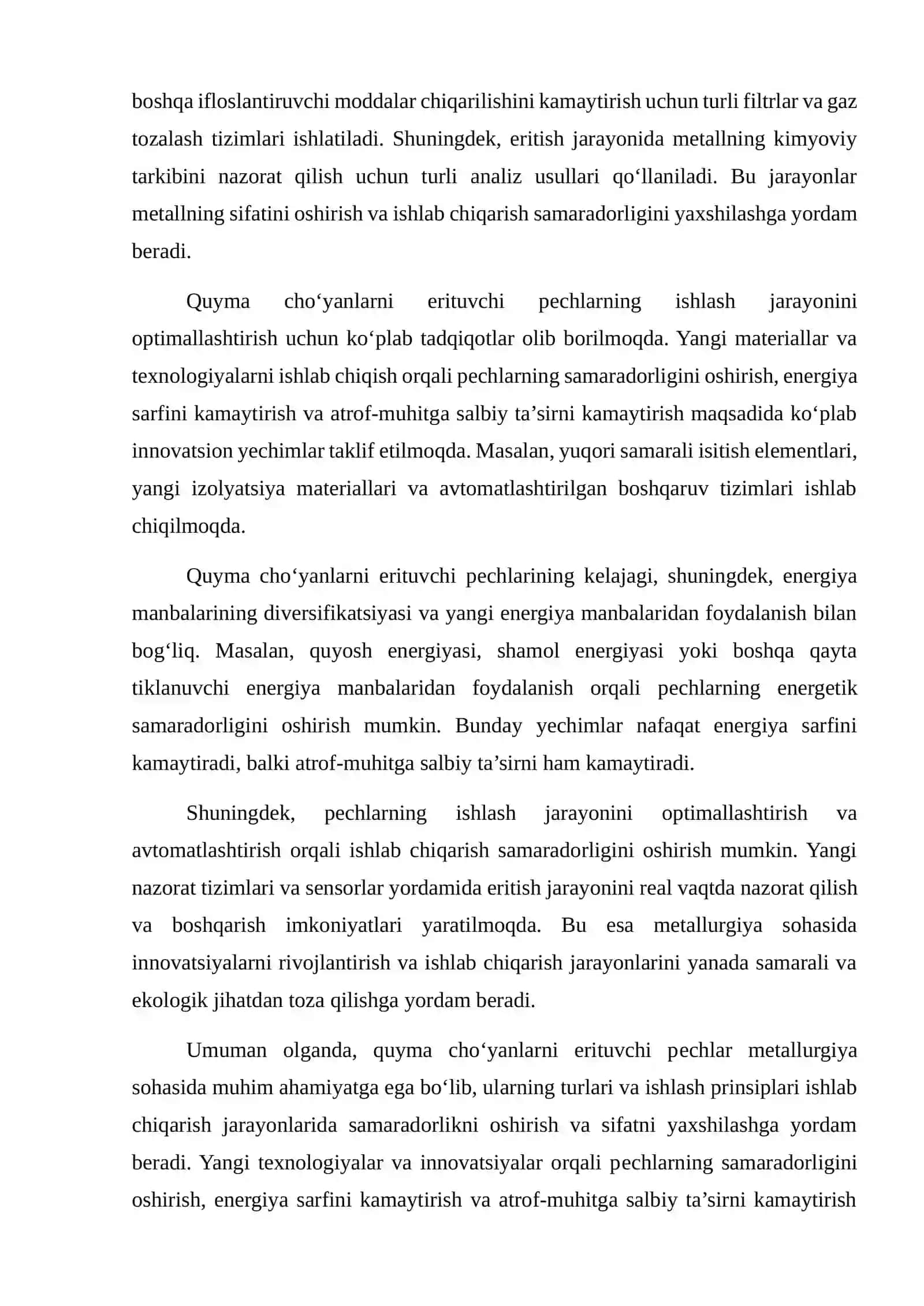 Quyma cho‘yanlarni erituvchi pеchlar, ularning tuzilishi va ishlashi 4