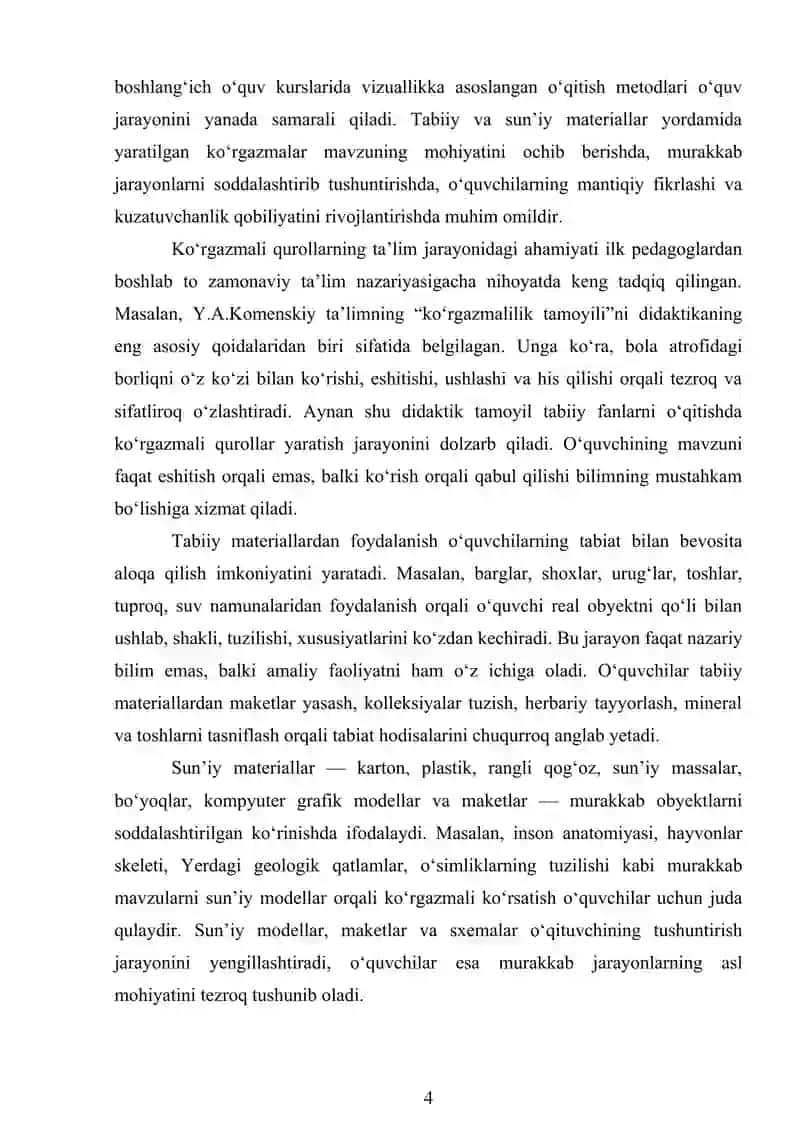 Tabiiy Fanidan Mavzular Boʻyicha Sunʼiy va Tabiiy Materiallardan Koʻrgazmali Qurollar Tayyorlash 4
