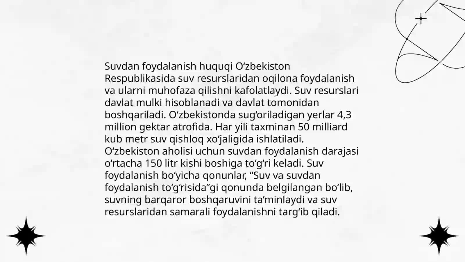 O'zbekiston Respublikasining "Suv va suvdan foydalanish to‘g‘risida"gi qonuni 4