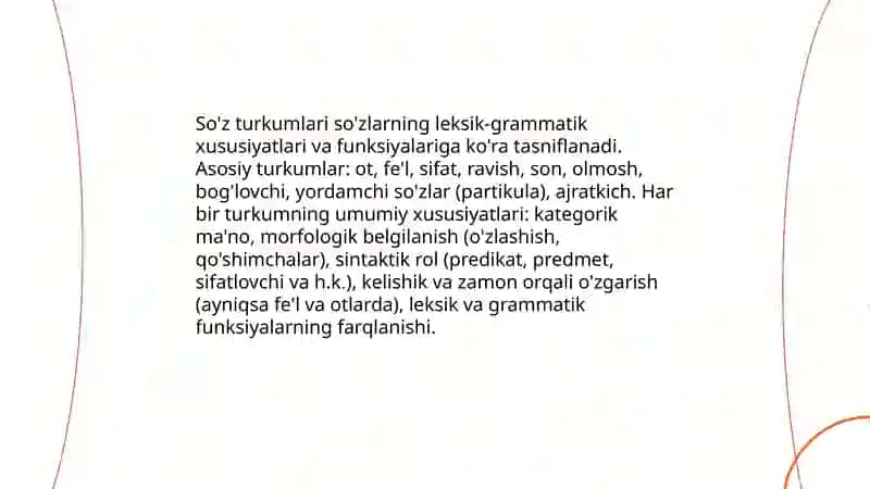 So'zning grammatik shakli So'z turkumlari 4
