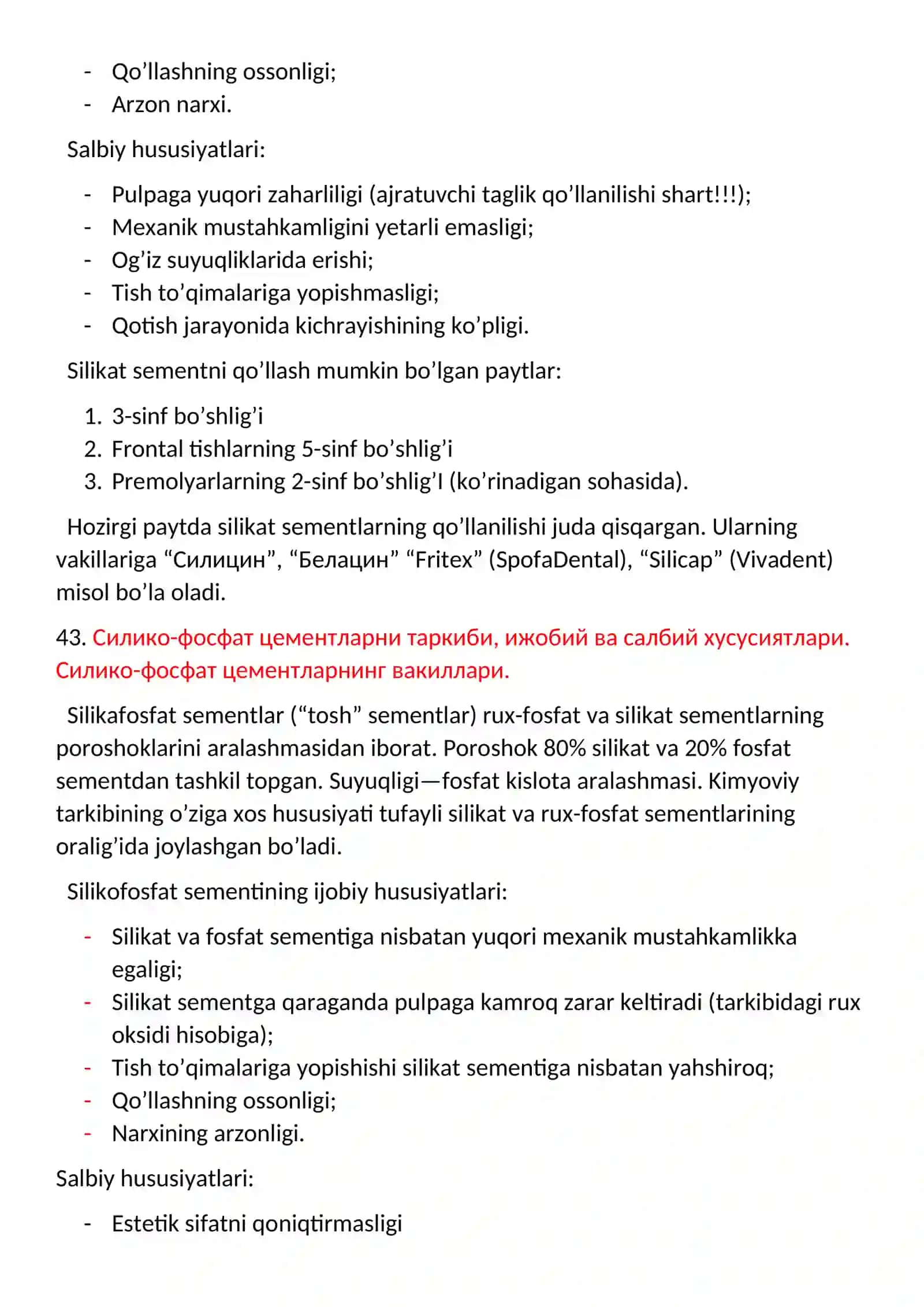 Preklinik restavratsion stomatologiya imtixon javoblari II qisim 4