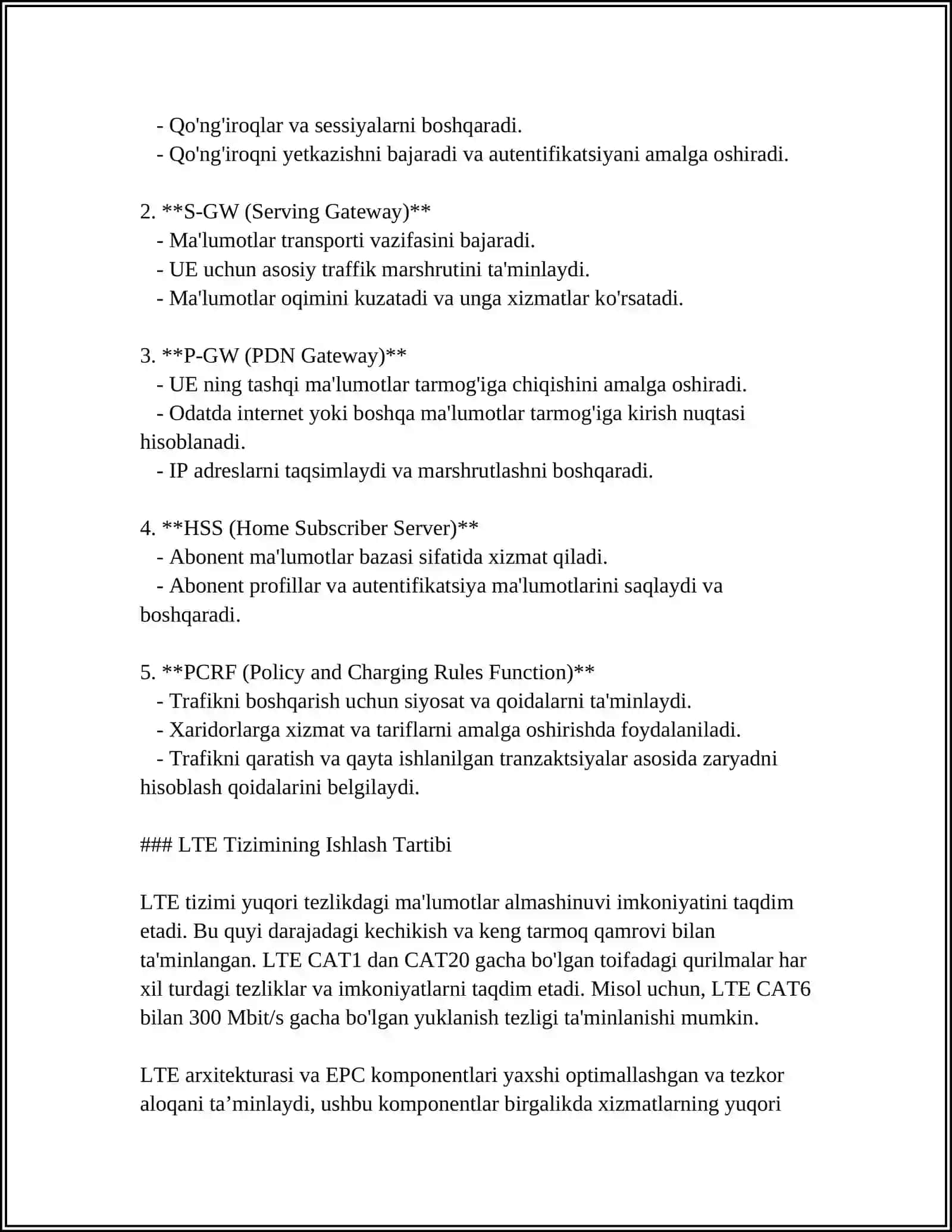 LTE TARMOQLARINING ISHLASH PRINSIPI VA RIVOJLANISHI 4