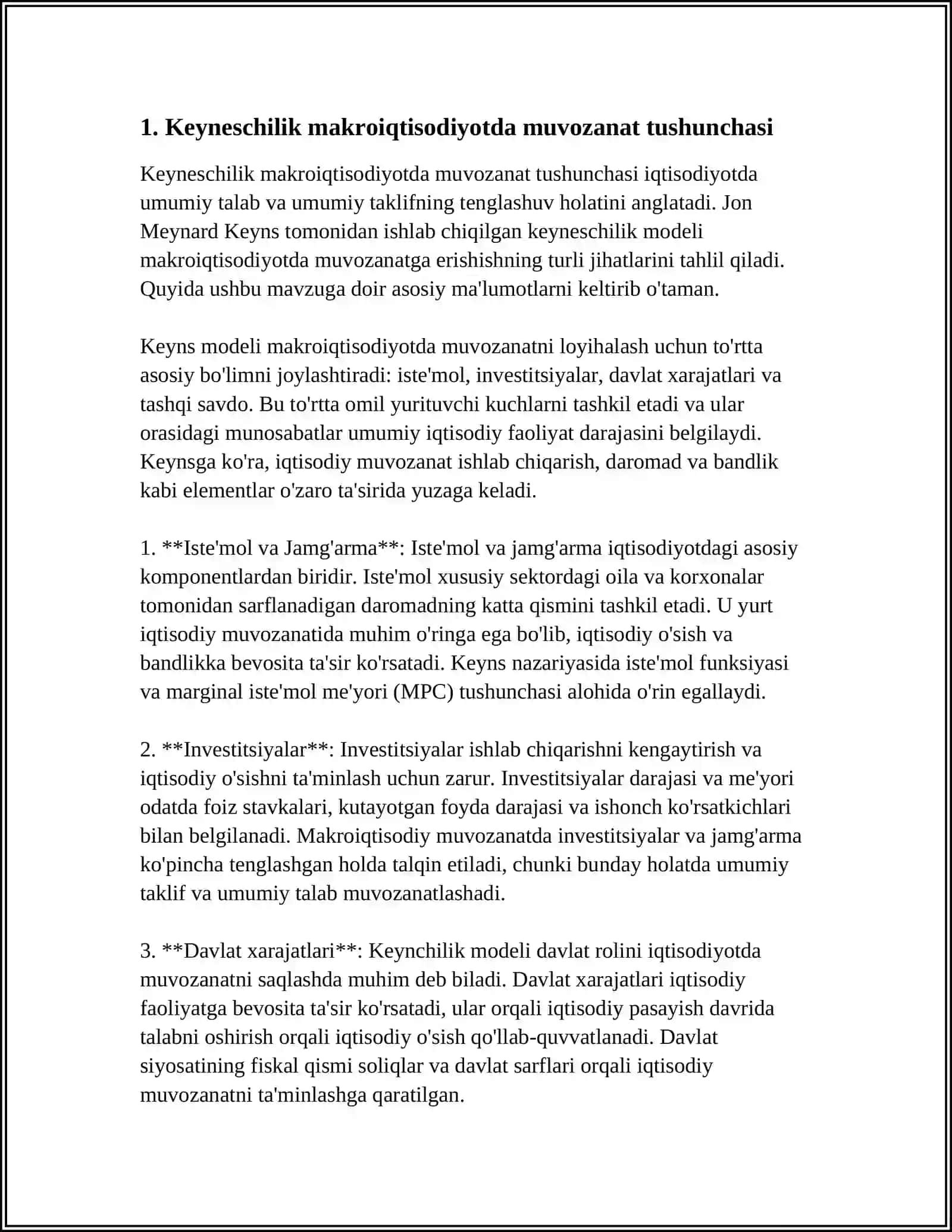 KEYNSCHILIK: MAKROIQTISODIYOTDA ISH HAQI VA NARXLARNING MUVOZANATLI DARAJASI 4