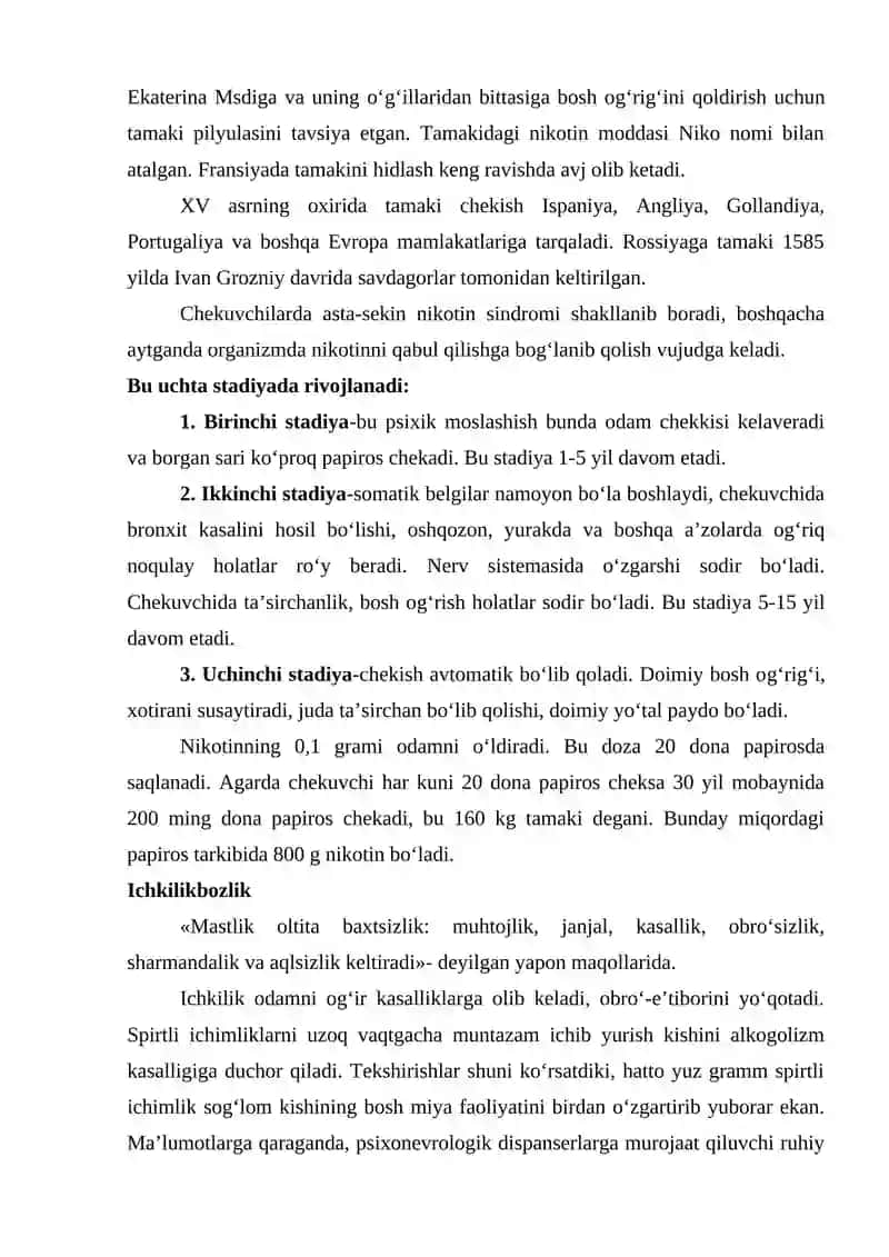 Inson salomatligi va zararli odatlar 4