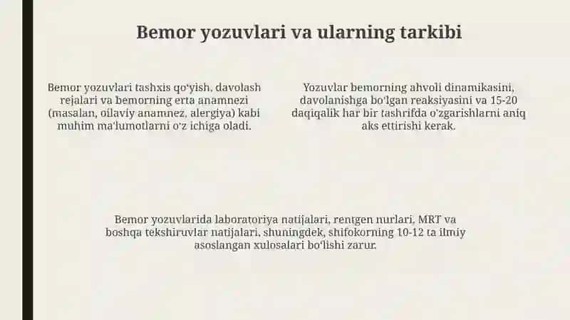 Tibbiy faoliyat bilan boʻgʻliq xizmat yozishmalari 4