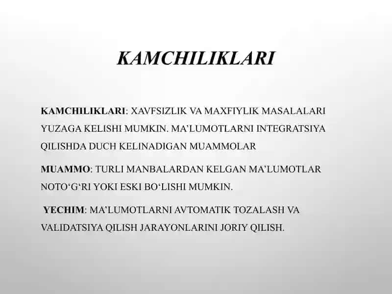 Axborotboshqarish tizimlari va ma'lumotlar integratsiyasi 4