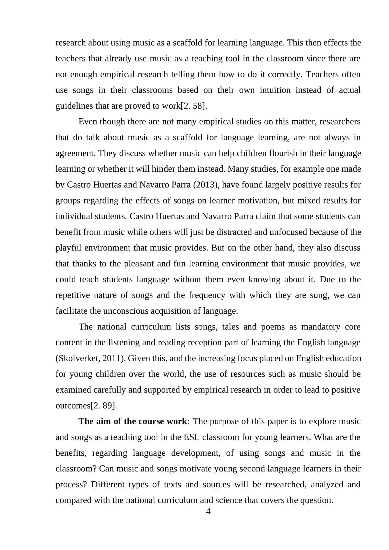 COURSE WORK ON TEACHING ENGLISH USING SONGS 4