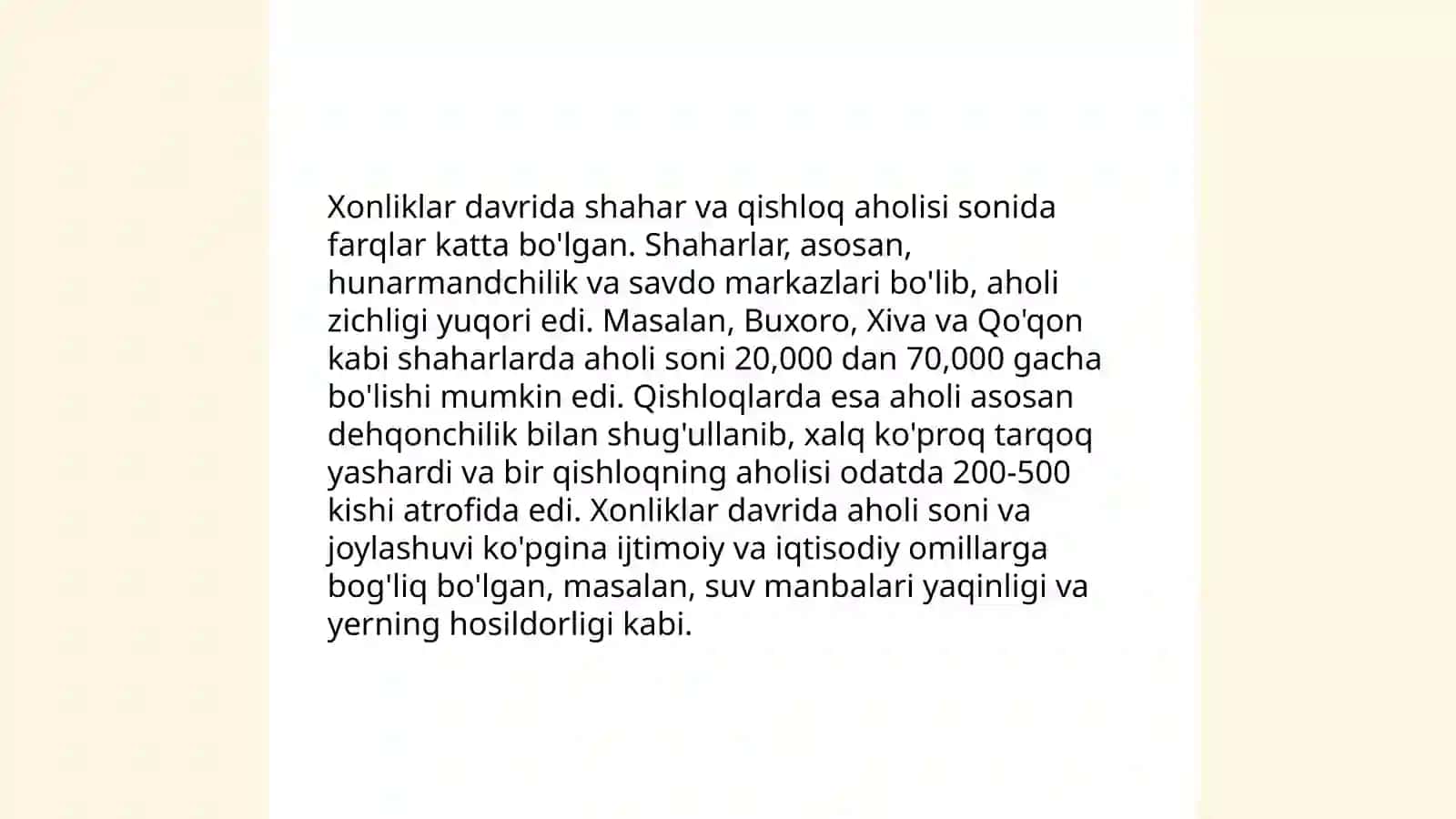 Oʻrta Osiyo xonliklari aholisi va iqtisodiy geografiyasi 4