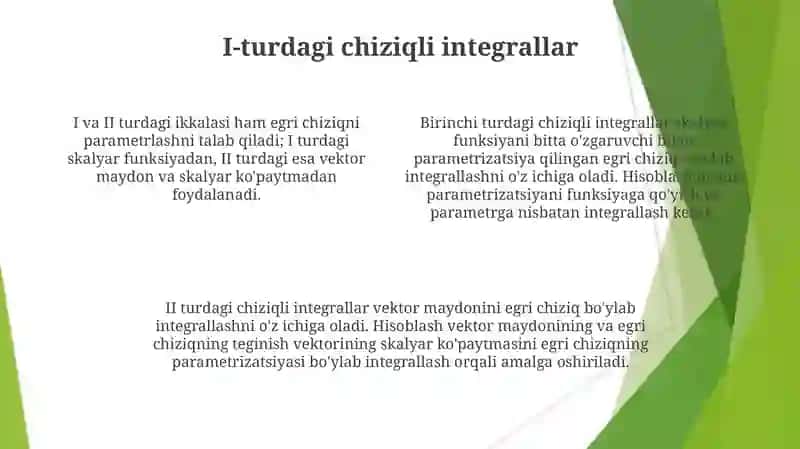 I-II tur egri chiziqli integrallarni hisoblash 4