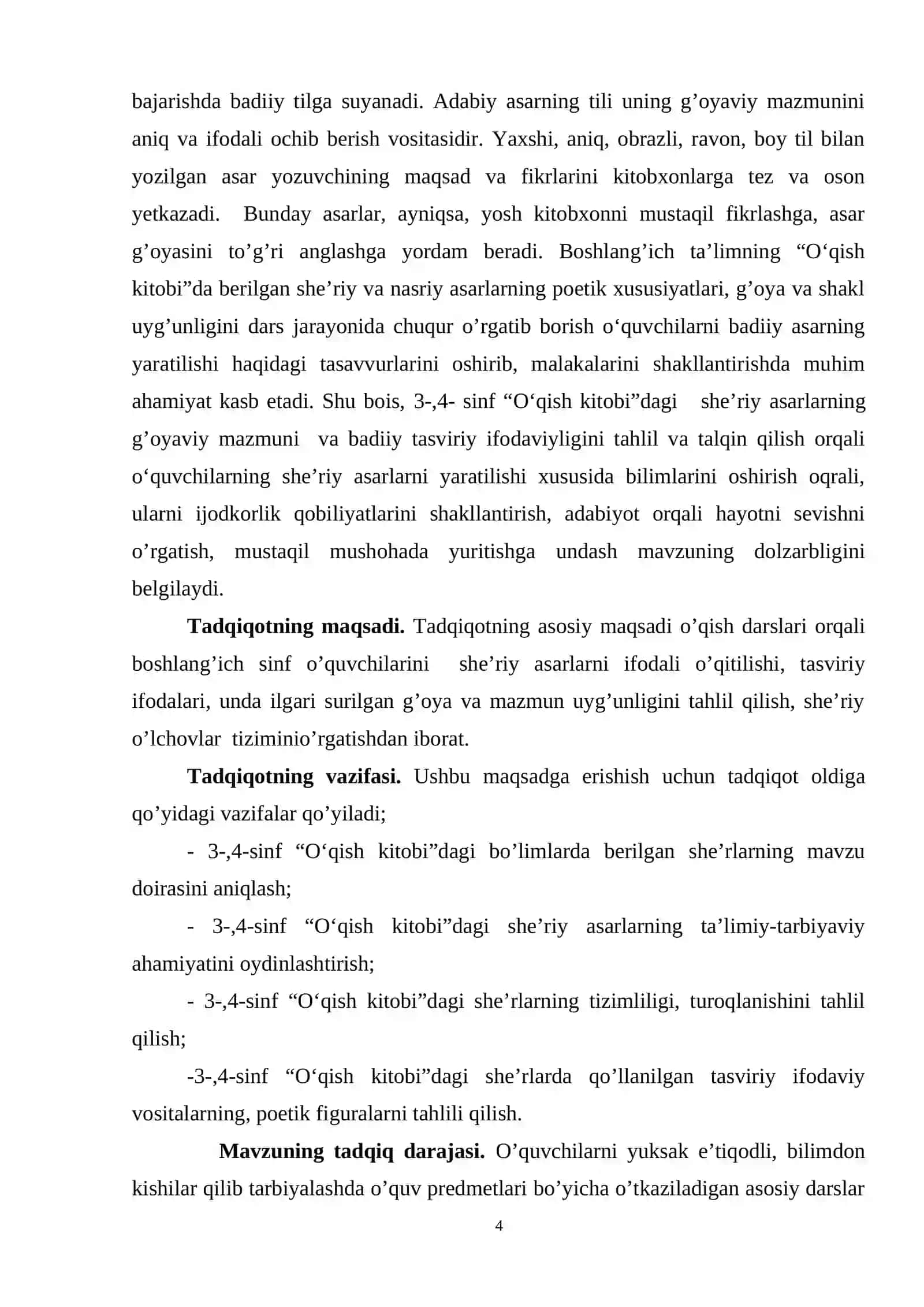 3 – 4 - sinf o’qish kitobidagi she’riy asarlarning mavzuiy va ifodaviy tasviri 4