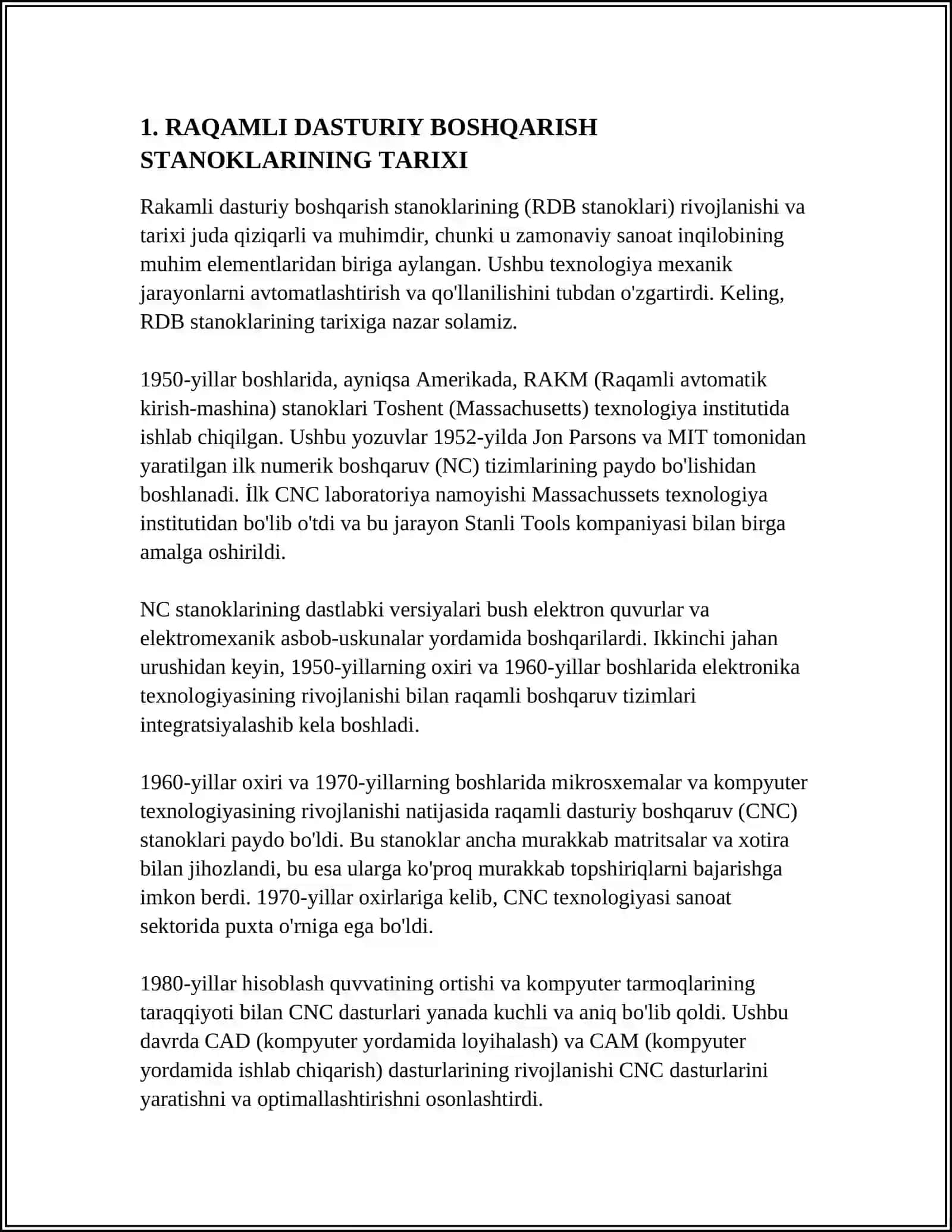 RAQAMLI DASTURIY BOSHQARISH STANOKLARI VA TEXNIK VOSITALARI 4
