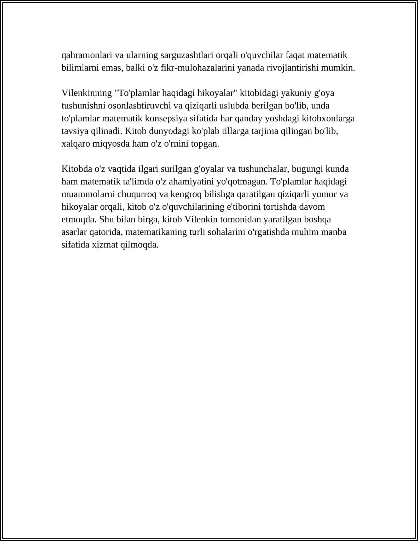 N YA VILENKINNING TŌPLAMLAR HAQIDAGI HIKOYALAR KITOBINI ŌRGANISH 4