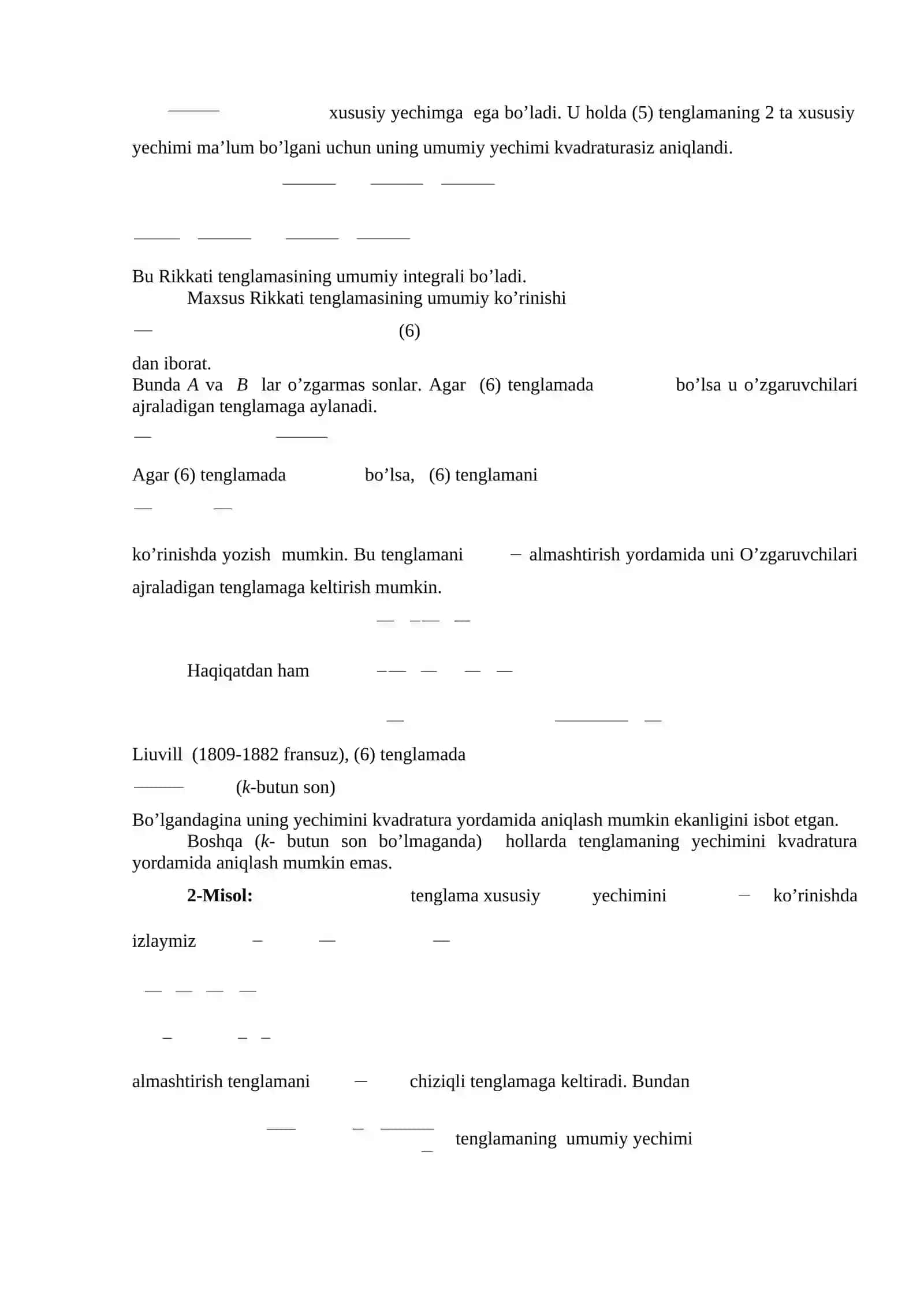 Bernulli va Rikkati tenglamalari 4
