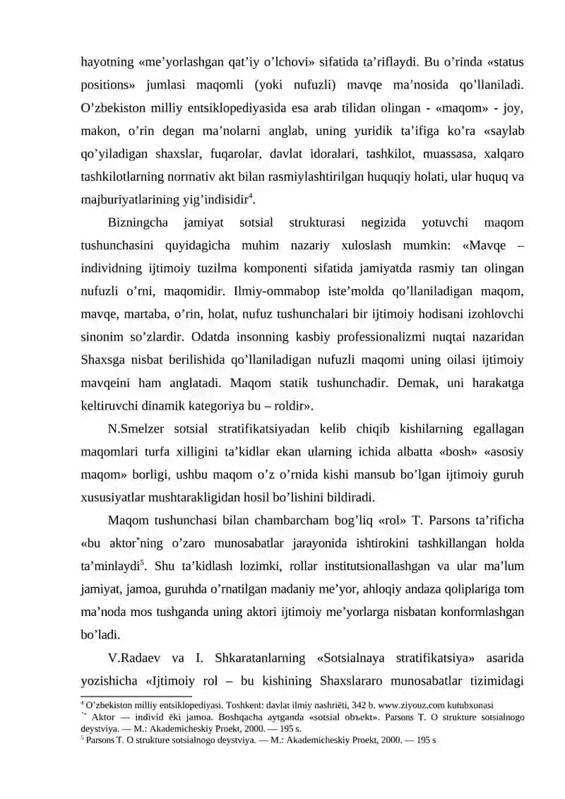 SOTSIAL STATUS VA ROLLAR VA ULARNING IJTIMOIY HAYOTDA TUTGAN O’RNI 4