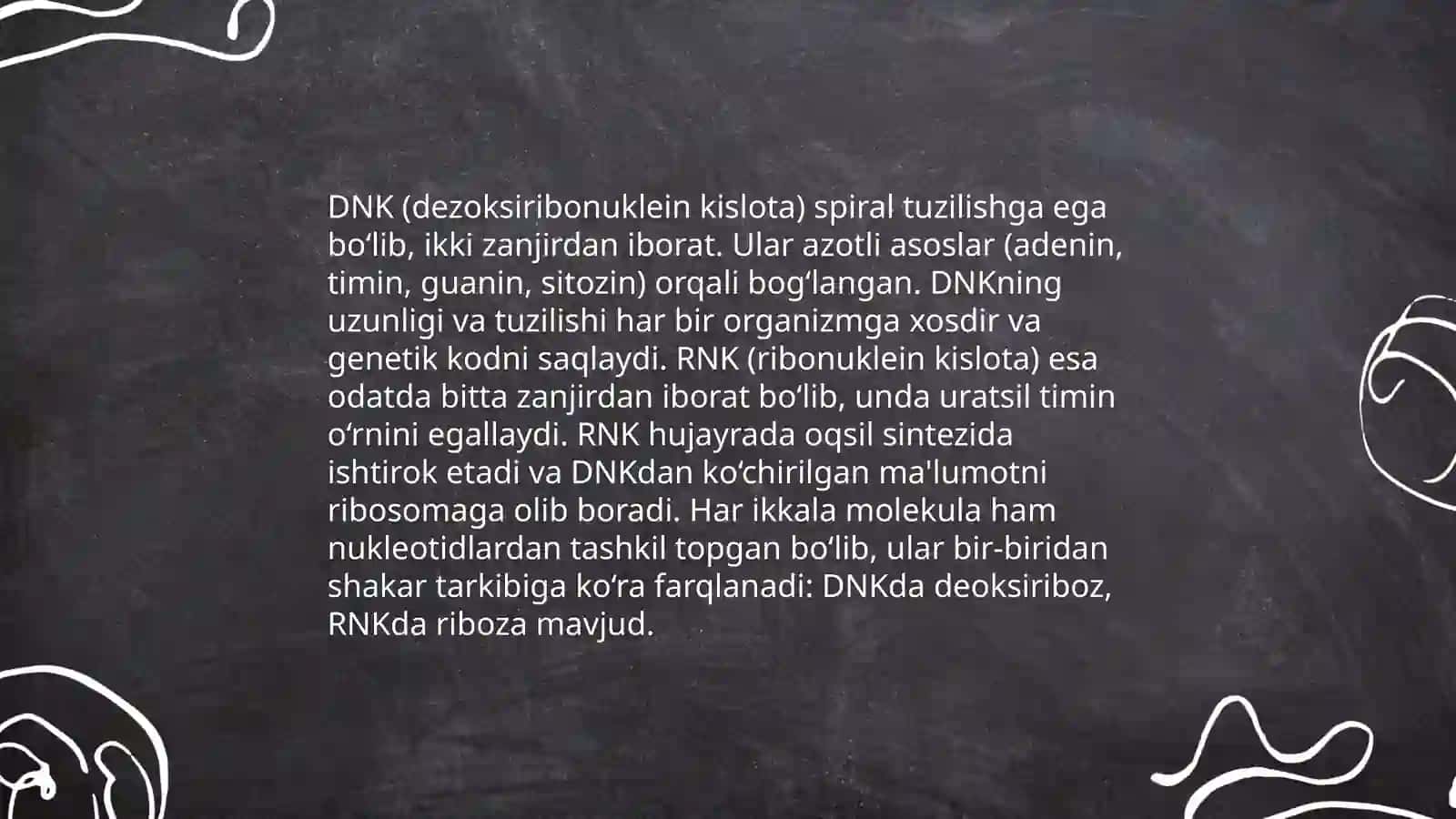 Nuklein kislotalar tuzilishi va funksiyalari 4