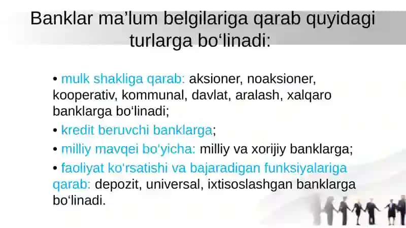 O‘zbekiston Respublikasi bank tizimi va uning tarkibi 4