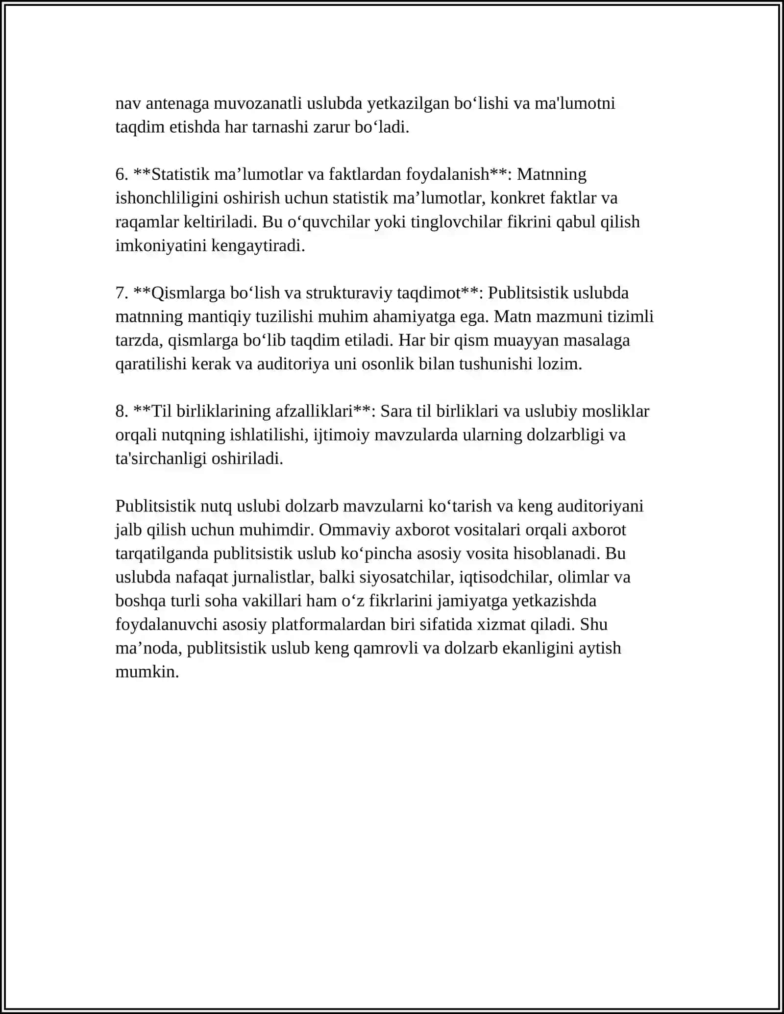 PUBLISISTIK NUTQ USLUBI. PUBLISISTIK MAQOLALAR BILAN TANISHISH VA TAHLIL QILISH 4