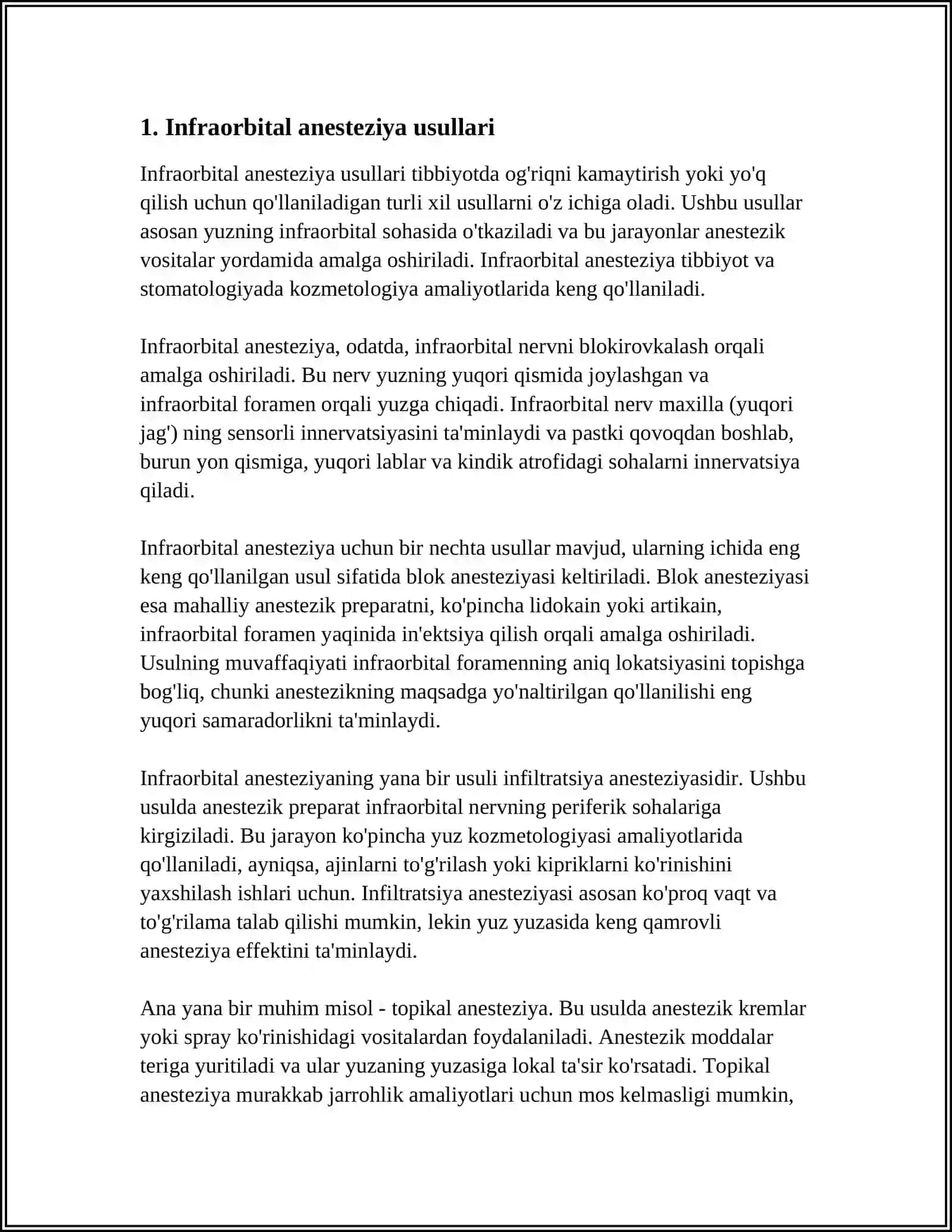 STOMATOLOGIYADA INFRAORBITAL VA TUBERAL OGʻRIQSIZLANTIRISH OGʻIZ ICHI VA TASHQI USULLARI 4
