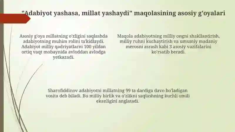 Adabiyot yashasa-millat yashar 4